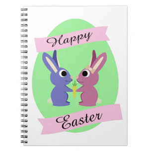 Vrolijk Pasen. Cute Bunny Couple Notitieboek