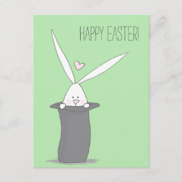 Vrolijk Pasen. Cute Bunny in a Top Hat - Green Briefkaart