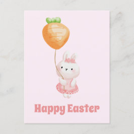 Vrolijk Pasen. Cute Bunny met Wortballon Briefkaart