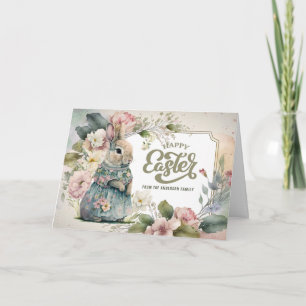 Vrolijk Pasen. Cute Old-Fashioned Bunny Feestdagen Kaart