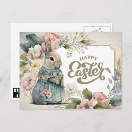 Vrolijk Pasen. Cute Old-Fashioned Bunny Feestdagenkaart