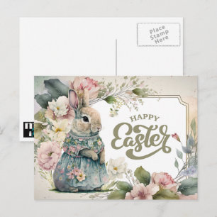 Vrolijk Pasen. Cute Old-Fashioned Bunny Feestdagenkaart