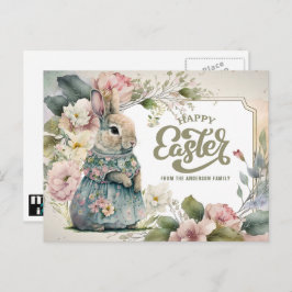 Vrolijk Pasen. Cute Old-Fashioned Bunny Feestdagenkaart