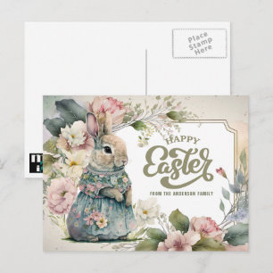 Vrolijk Pasen. Cute Old-Fashioned Bunny Feestdagenkaart