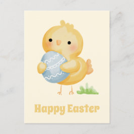 Vrolijk Pasen. Cute Waterverf Chick Briefkaart