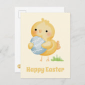 Vrolijk Pasen. Cute Waterverf Chick Briefkaart (Voorkant / Achterkant)