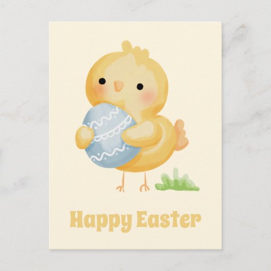 Vrolijk Pasen. Cute Waterverf Chick Briefkaart (Voorkant)