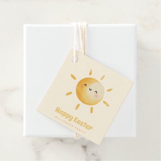 Vrolijk Pasen. Cute Waterverf Sun Bedankjes Labels (In situ)
