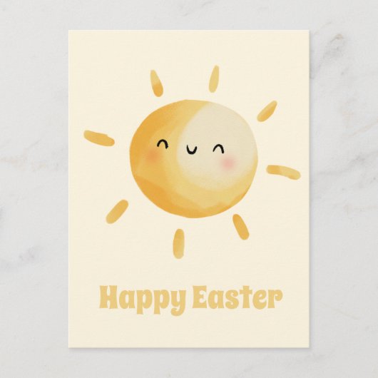 Vrolijk Pasen. Cute Waterverf Sun Briefkaart (Voorkant)