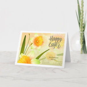 Vrolijk Pasen. Daffodil Blooms Feestdagen Kaart