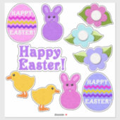 Vrolijk Pasen. Faux Felt White of Clear Easter Sticker (Vel)