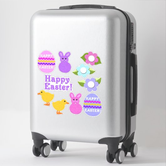 Vrolijk Pasen. Faux Felt White of Clear Easter Sticker (Koffer)