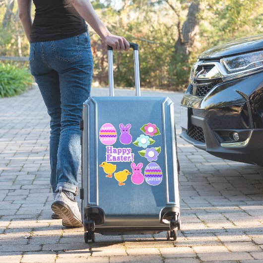 Vrolijk Pasen. Faux Felt White of Clear Easter Sticker (Koffer Insitu)