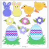 Vrolijk Pasen. Faux Felt White of Clear Sticker (Vel)