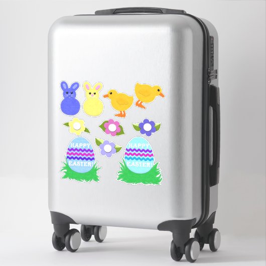 Vrolijk Pasen. Faux Felt White of Clear Sticker (Koffer)