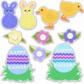 Vrolijk Pasen. Faux Felt White of Clear Sticker (Voorkant)