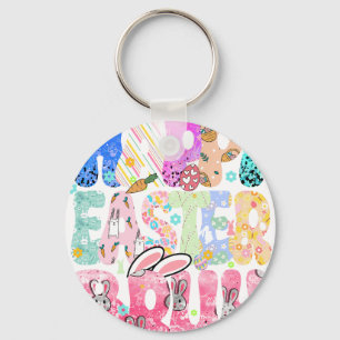 vrolijk pasen gast (2), retro, vintage sleutelhanger