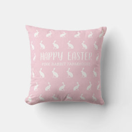 Vrolijk Pasen. Girly Pink Rabbit Farmhouse Pattern Kussen