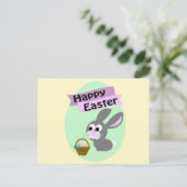 Vrolijk Pasen. Gray Bunny Feestdagenkaart (Staand voorkant)