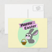 Vrolijk Pasen. Gray Bunny Feestdagenkaart (Voorkant / Achterkant)