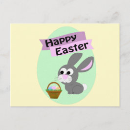 Vrolijk Pasen. Gray Bunny Feestdagenkaart