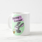 Vrolijk Pasen. Gray Bunny Koffiemok (Voorkant links)