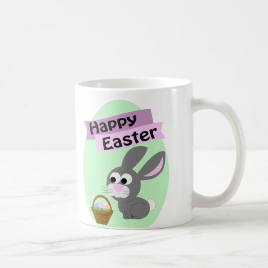 Vrolijk Pasen. Gray Bunny Koffiemok (Rechts)