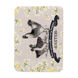 Vrolijk Pasen.  Haan & Kippen Cadeau Magneet