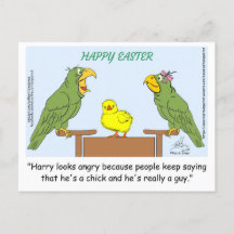 Vrolijk Pasen. "Harry ziet er boos uit omdat mense