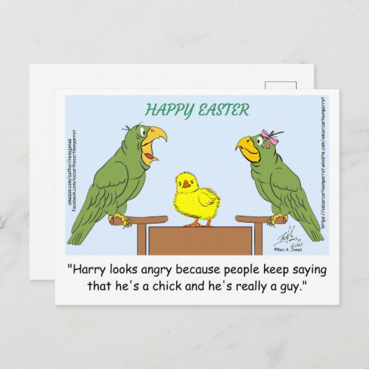 Vrolijk Pasen. "Harry ziet er boos uit omdat mense Briefkaart (Voorkant / Achterkant)