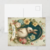 Vrolijk Pasen, helder beige met een Bunny Feestdagenkaart (Voorkant / Achterkant)