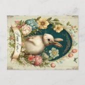 Vrolijk Pasen, helder beige met een  Bunny Feestdagenkaart (Voorkant)