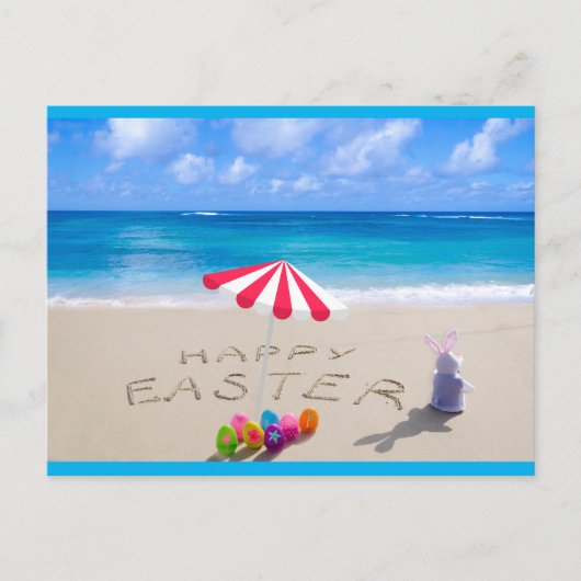 Vrolijk Pasen in het Zand-Kuststrand Briefkaart (Voorkant)