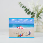 Vrolijk Pasen in het Zand-Kuststrand Briefkaart (Staand voorkant)