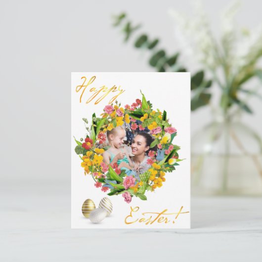 Vrolijk Pasen. Je foto. Personaliseren. Briefkaart (Staand voorkant)