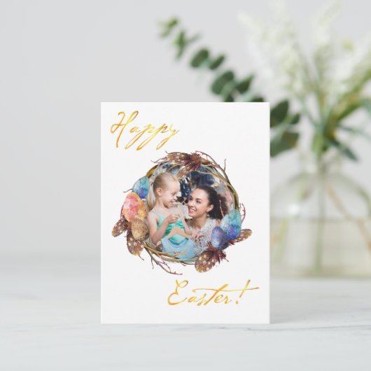 Vrolijk Pasen. Je foto. Personaliseren. Briefkaart (Staand voorkant)