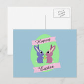 Vrolijk Pasen. Keerbunnies Feestdagenkaart (Voorkant / Achterkant)