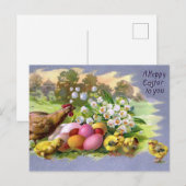 Vrolijk Pasen  Kip en Eieren kleurig Briefkaart (Voorkant / Achterkant)