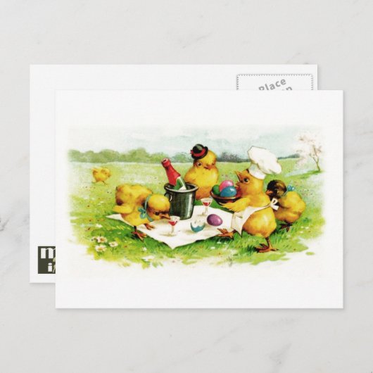 Vrolijk Pasen. kippen Pasen Briefkaarten (Voorkant / Achterkant)