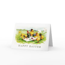 Vrolijk Pasen.  kippen Pasen Wenskaarten
