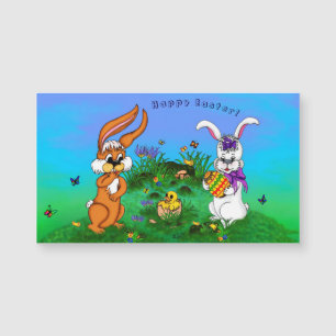 Vrolijk Pasen. Konijn met Bunny en Chick