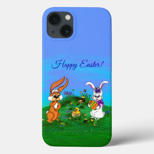 Vrolijk Pasen. Konijn met Bunny en Chick Case-Mate iPhone Case (Achterkant)