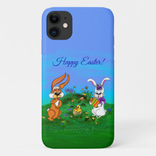 Vrolijk Pasen. Konijn met Bunny en Chick Case-Mate iPhone Case