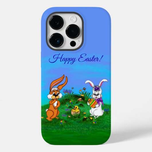 Vrolijk Pasen. Konijn met Bunny en Chick Case-Mate iPhone Case (Achterkant)