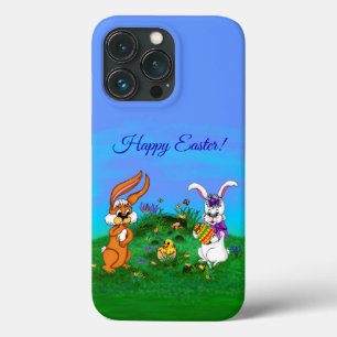 Vrolijk Pasen. Konijn met Bunny en Chick Case-Mate iPhone Case