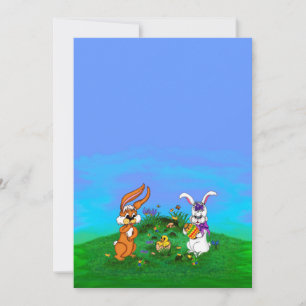 Vrolijk Pasen. Konijn met Bunny en Chick Feestdagenkaart