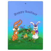 Vrolijk Pasen. Konijn met Bunny en Chick Klembord (Achterkant)