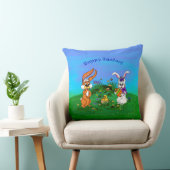 Vrolijk Pasen. Konijn met Bunny en Chick Kussen (Stoel)