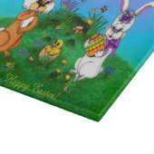 Vrolijk Pasen. Konijn met Bunny en Chick Snijplank (Hoek)