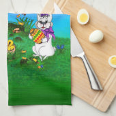 Vrolijk Pasen. Konijn met Bunny en Chick Theedoek (Quarter Fold)